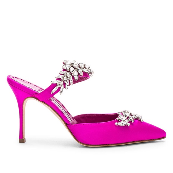 Manolo Blahnik fuchsia pink crystal LURUM heels~ lightly worn - Picture 2 of 7
